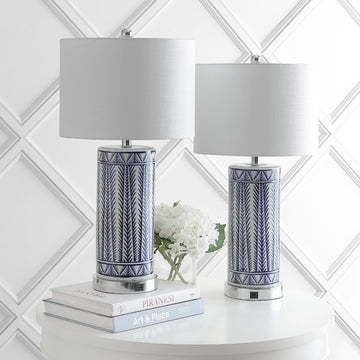 Sulka 27" Ceramic/Iron Contemporary USB Charging LED Table Lamp - JONATHAN Y
